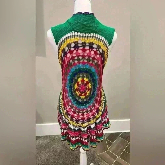 Sweaters - Unban Mango Mandala knitted hippy festival vibe vest size Medium multi color